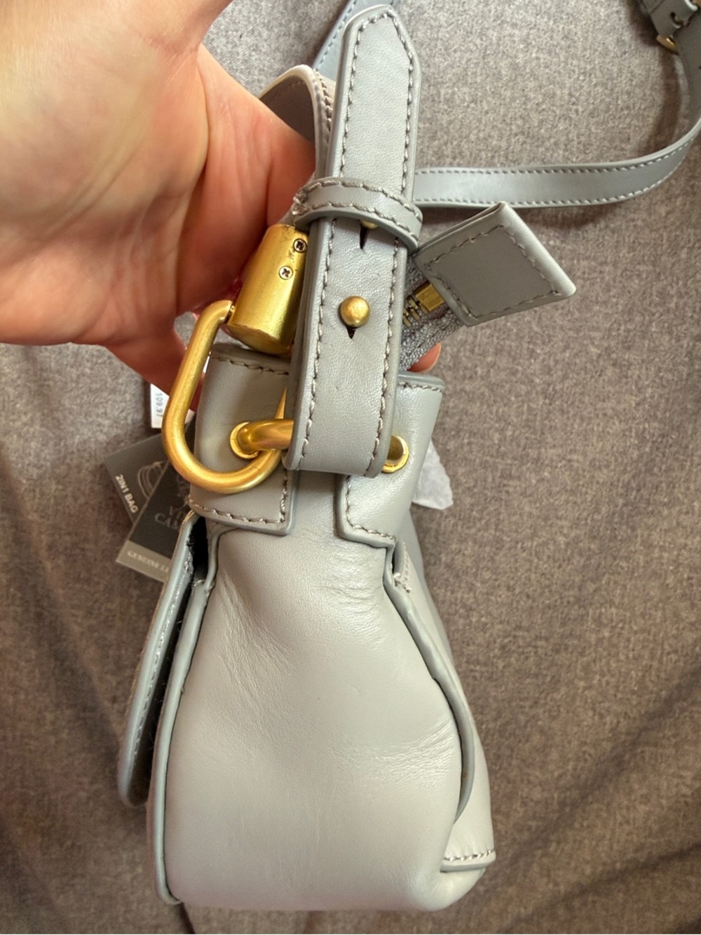 Vince Camuto NWT Dahna Faint Fog Leather Top Handle & Crossbody Satchel - Picture 5 of 16